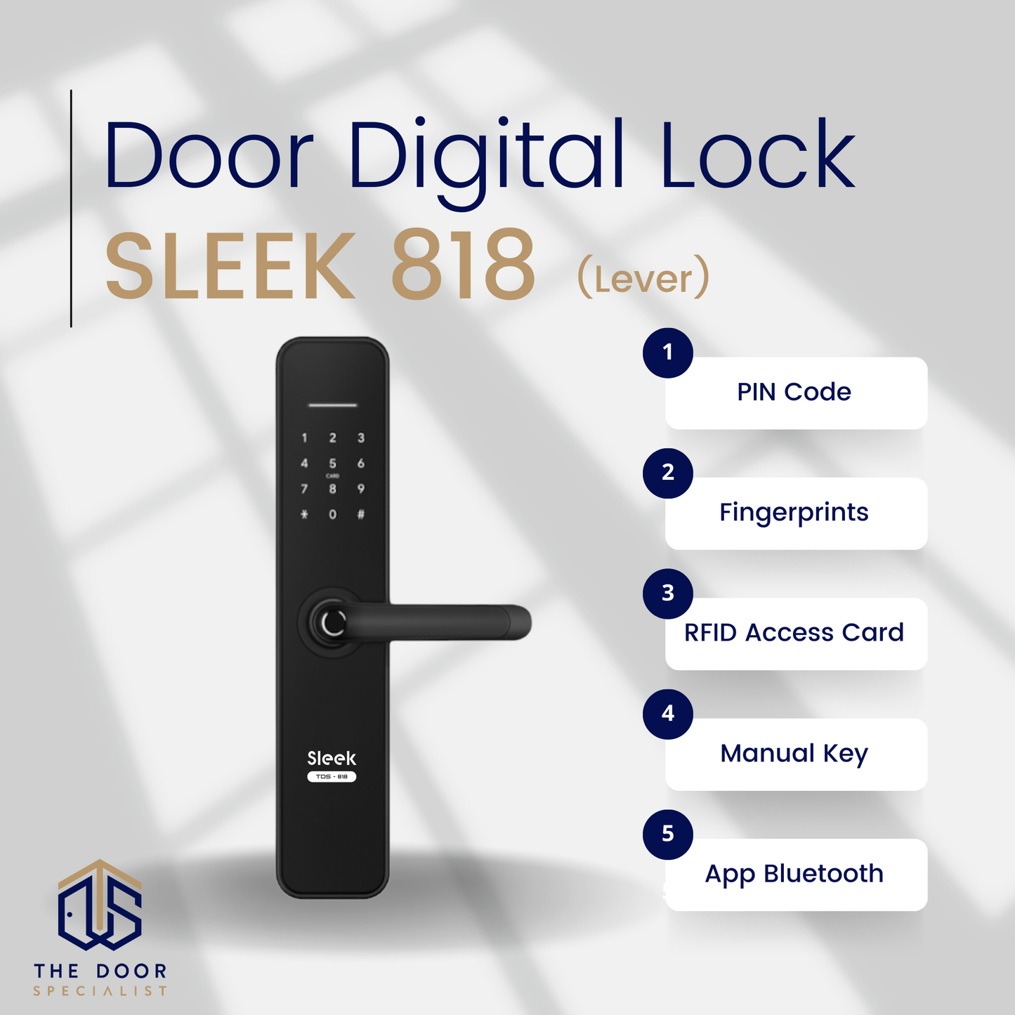 SLEEK 818 - Door Digital Lock (Lever)