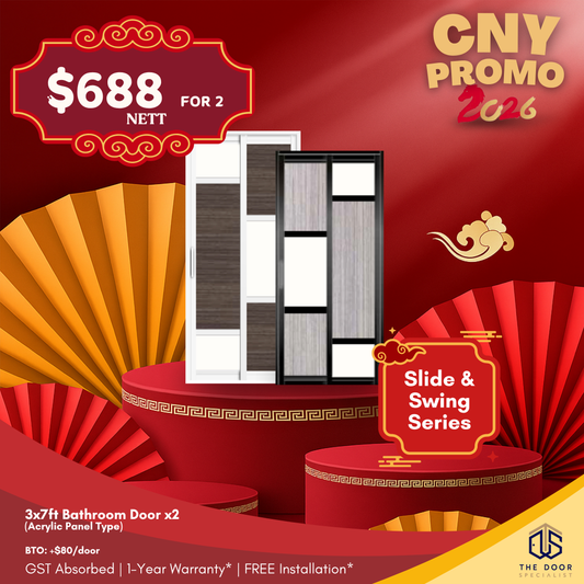 Bathroom Doors - Acrylic Panels (Slide & Swing Series) [CNY Promo]