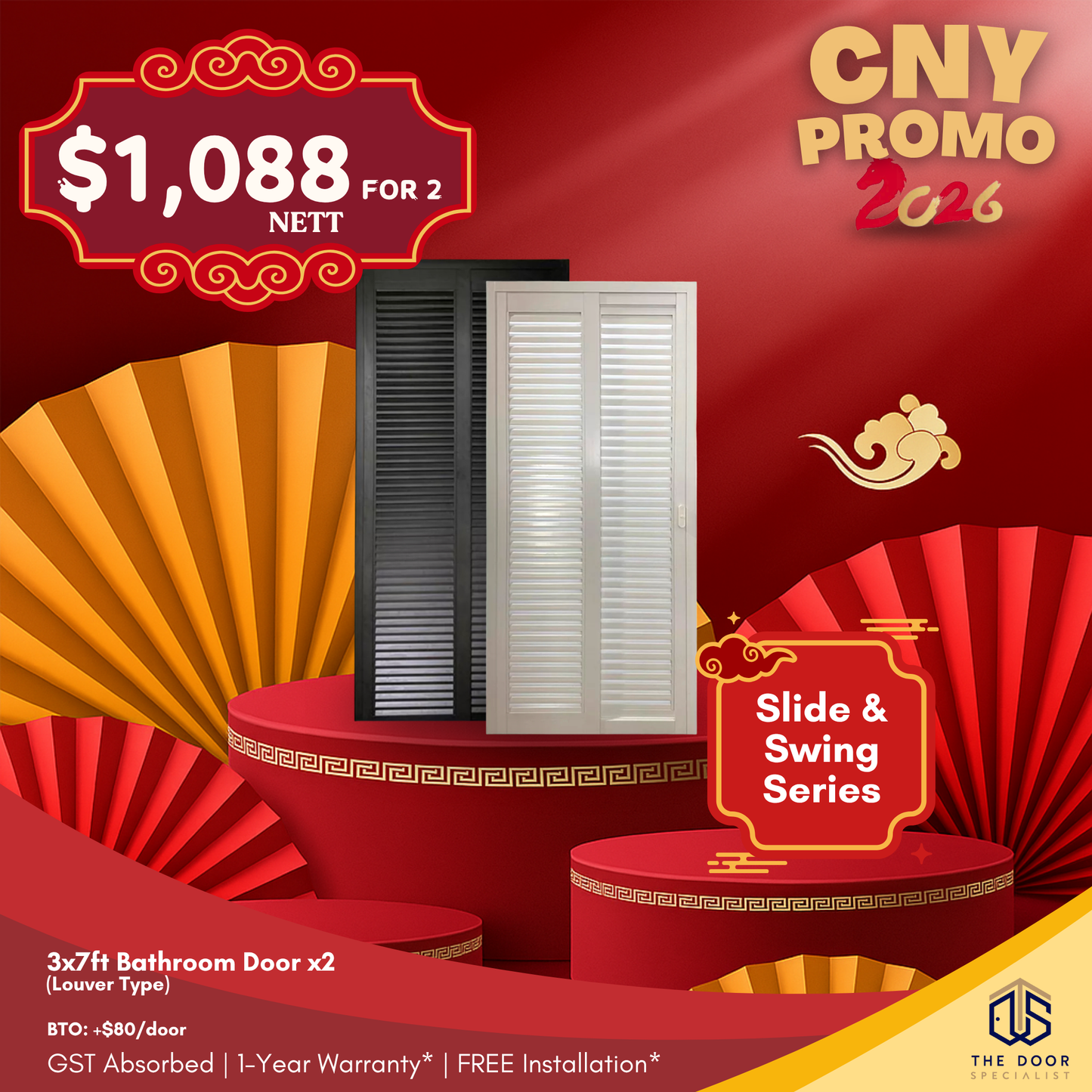 Bathroom Doors - Louver Type (Slide & Swing Series) [CNY Promo]