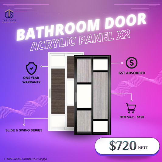 Bathroom Doors - Acrylic Panels (Slide & Swing Series)