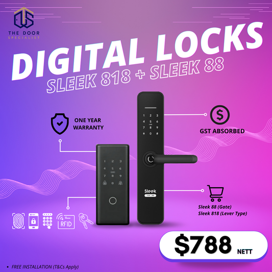 SLEEK 88 (Gate) + SLEEK 818 (Lever) - Digital Lock Series